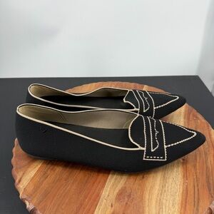 VIVAIA Black cream Flats Pointed-Toe Loafers (Amelia 2.0) sz 41 9.5